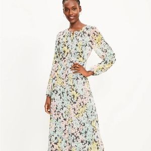 NWT Loft Floral Long Sleeve Midi Dress